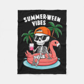 Skeleton Flamingo Zomer Vibes Halloween Boys Fleece Deken (Voorkant)