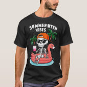 Skeleton Flamingo Zomer Vibes Halloween Boys T-shirt (Voorkant)