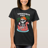Skeleton Flamingo Zomer Vibes Halloween Boys T-shirt (Voorkant)