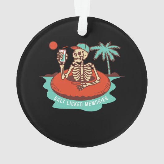 Skeleton Floating with a Cocktail on a Ornament (achterkant)