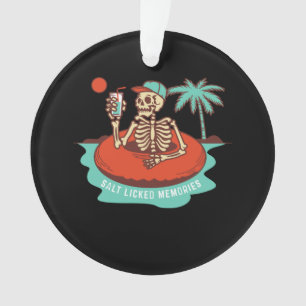 Skeleton Floating with a Cocktail on a Ornament