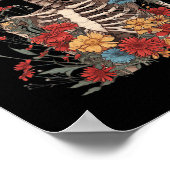 Skeleton Flowers Butterfly Floral Halloween Mannen Poster (Hoek)