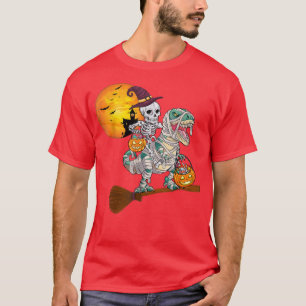 Skeleton Flying Mummy Dinosaur T re Halloween Funn T-shirt