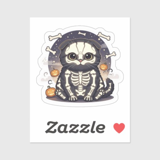 Skeleton Fold - Schattigee Schotse vouw skelet kat Sticker (Vel)
