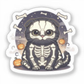Skeleton Fold - Schattigee Schotse vouw skelet kat Sticker (Voorkant)