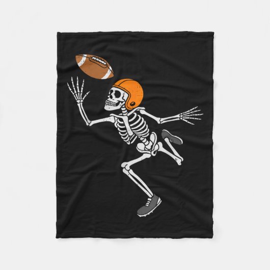 Skeleton Football Halloween Costume Mens Boys Teen Fleece Deken (Voorkant)
