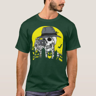 Skeleton Fotograaf Halloween Costume Camera Moo T-shirt
