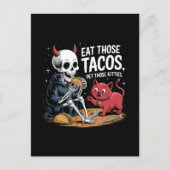 Skeleton Fun Eet die Taco's en Pet Die Katten Briefkaart (Voorkant)