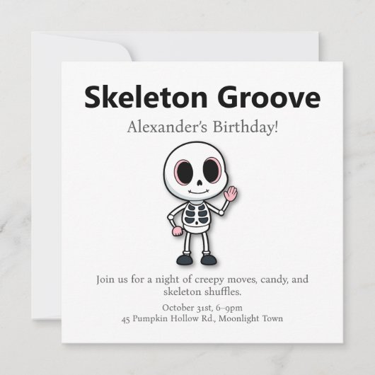 Skeleton Fun | Halloween verjaardagsfeest Feestdagenkaart (Voorkant)