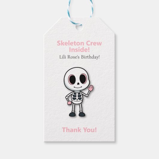 Skeleton Fun | Verjaardagsfeestje met Halloween Cadeaulabel (Voorkant)