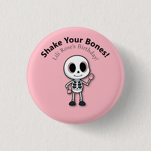 Skeleton Fun | Verjaardagsfeestje met Halloween Ronde Button 3,2 Cm (Voorkant)