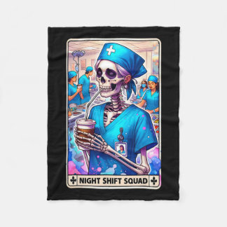 Skeleton Funny Tarot Kaart Night Shift Squad Hallo Fleece Deken