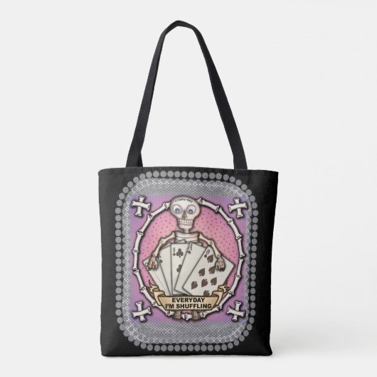 Skeleton Gambler Poker canvas tas (Achterkant)