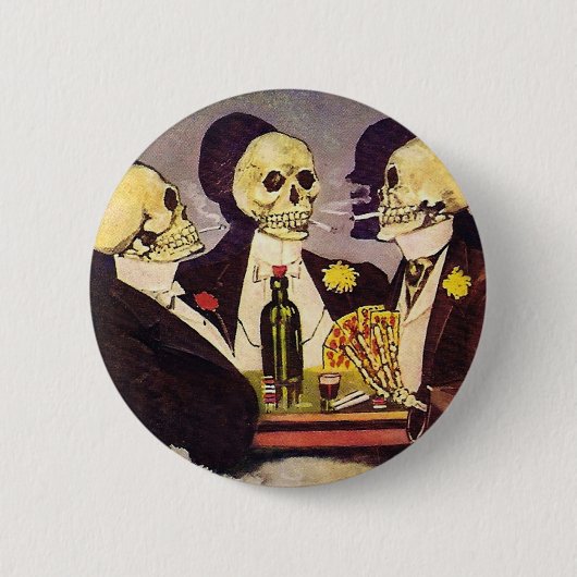 Skeleton Gamblers Ronde Button 5,7 Cm (Voorkant)