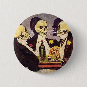 Skeleton Gamblers Ronde Button 5,7 Cm