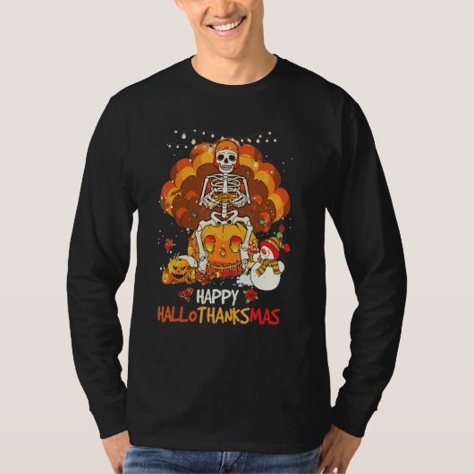 Skeleton Game Happy Hallothanksmas Video Game Fall T-shirt (Voorkant)