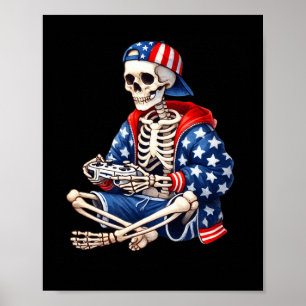 Skeleton Gamer 4 juli videospel gamen jongens Poster