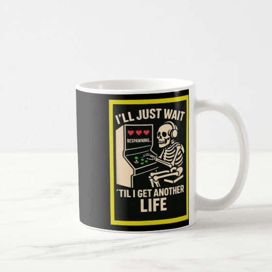 Skeleton Gamer Arcade-ontwerp – Grappige Retro Gam Koffiemok (Rechts)
