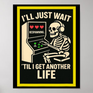 Skeleton Gamer Arcade-ontwerp – Grappige Retro Gam Poster