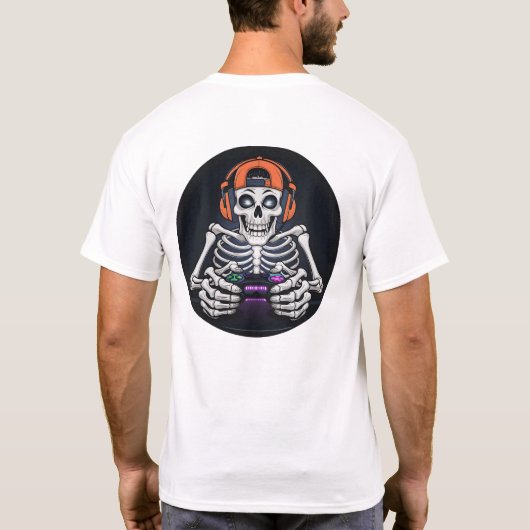 Skeleton Gamer Cool Videogame met Controller T-shirt (Achterkant)