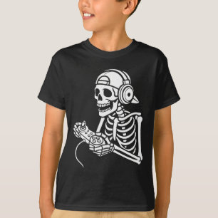 Skeleton Gamer Grappige Video Gaming Controller Ho T-shirt