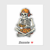 Skeleton Gamer Hoofdtelefoon Grappig Halloween Gam Sticker (Vel)