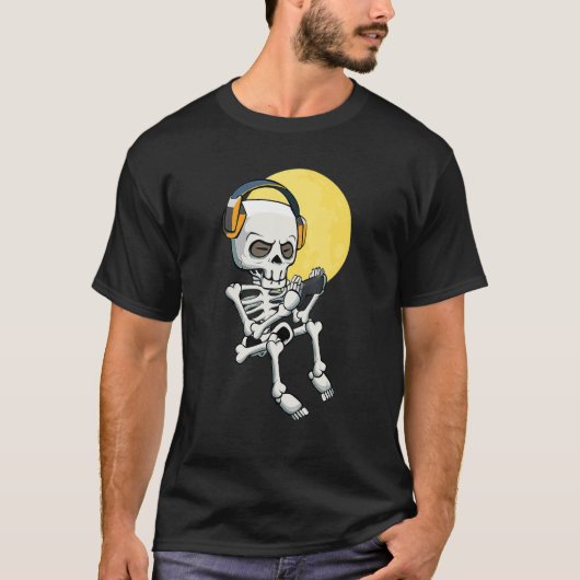 Skeleton Gamer Lazy Halloween Costume Gaming Video T-shirt (Voorkant)