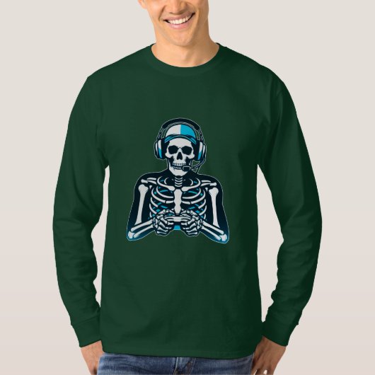 Skeleton Gamer Skull – Gaming Headset Controller D T-shirt (Voorkant)