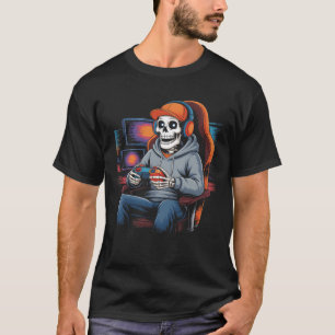 Skeleton Gamer Speel Videogames In Een Gaming Chai T-shirt
