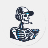 Skeleton Gamer Sticker – Cool Skull Gaming Decal (Voorkant)