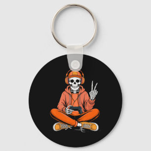 Skeleton Gamer Videospel Halloween Jongens Mannen Sleutelhanger