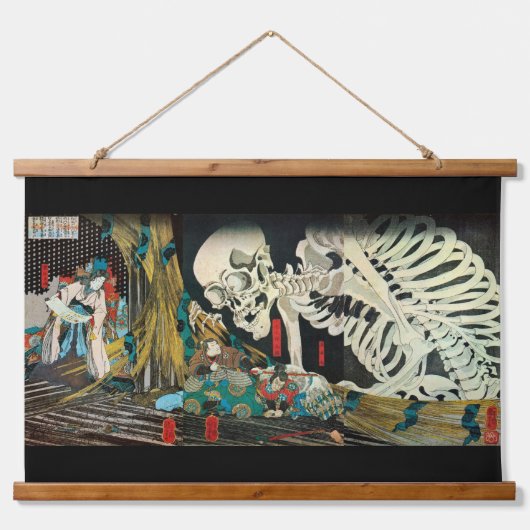 Skeleton gemanipuleerd door Witch, Kuniyoshi Hangend Wandkleed (Voorkant)