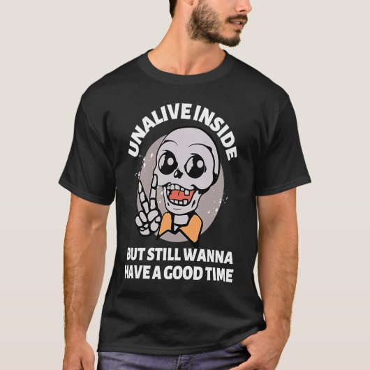 Skeleton Gen Z Nihilism wis T-shirt (Voorkant)