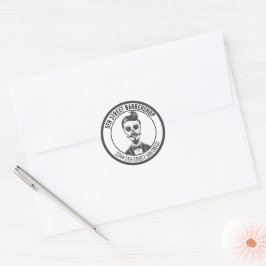 Skeleton Gentleman Barber Logo Cross Branding Ronde Sticker