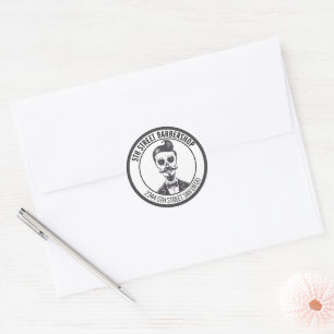 Skeleton Gentleman Barber Logo Cross Branding Ronde Sticker