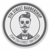 Skeleton Gentleman Barber Logo Cross Branding Sticker (Voorkant)