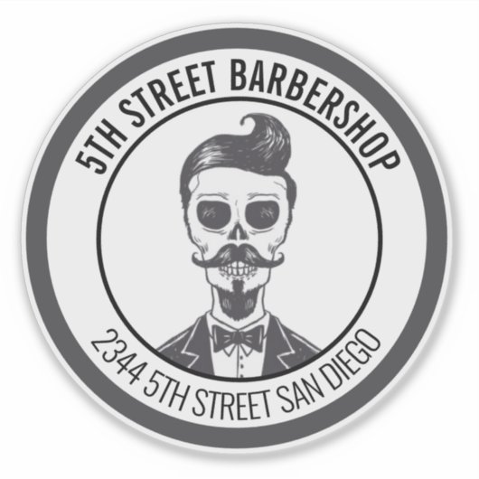 Skeleton Gentleman Barber Logo Cross Branding Sticker (Voorkant)