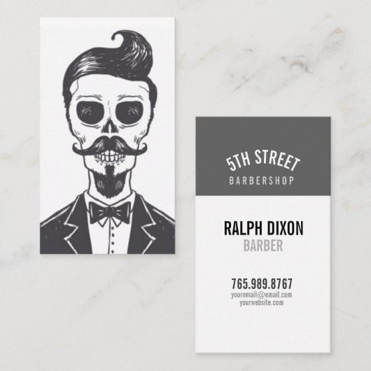 Skeleton Gentleman Barber Visitekaartje (Voorkant / Achterkant)
