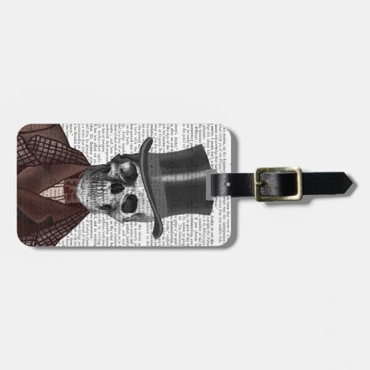 Skeleton Gentleman en Top hat Bagagelabel (Voorkant horizontaal)