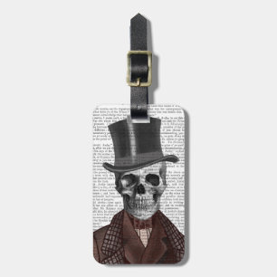 Skeleton Gentleman en Top hat Bagagelabel