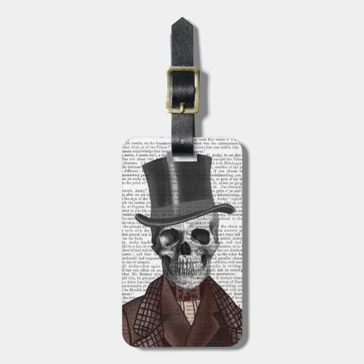 Skeleton Gentleman en Top hat Bagagelabel (Voorkant verticaal)