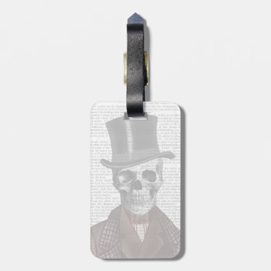 Skeleton Gentleman en Top hat Bagagelabel (Achterkant verticaal)