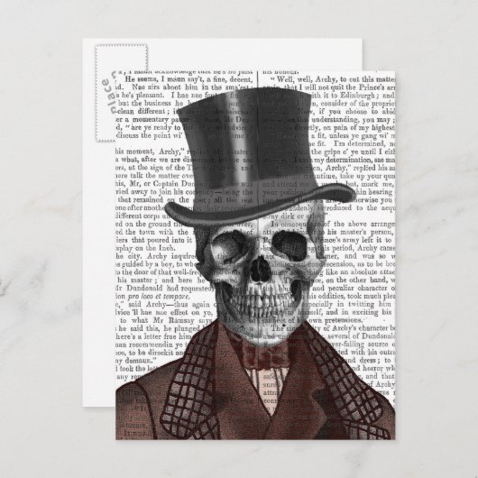 Skeleton Gentleman en Top hat Briefkaart (Voorkant / Achterkant)