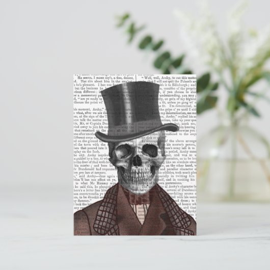 Skeleton Gentleman en Top hat Briefkaart (Staand voorkant)