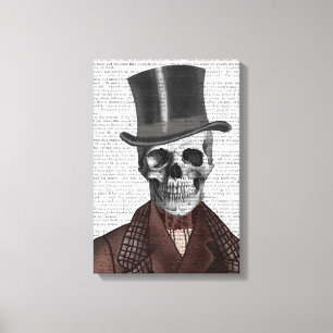 Skeleton Gentleman en Top hat Canvas Afdruk
