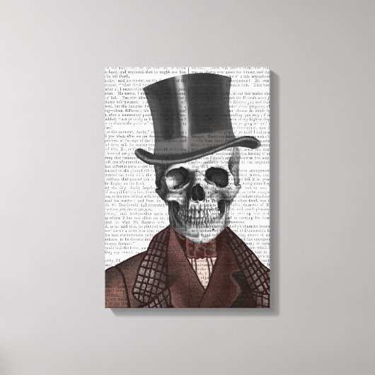 Skeleton Gentleman en Top hat Canvas Afdruk (Voorkant)