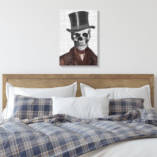 Skeleton Gentleman en Top hat Canvas Afdruk (Insitu (Slaapkamer))