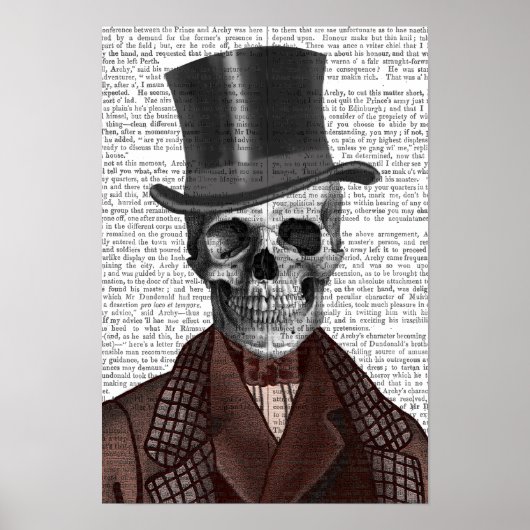 Skeleton Gentleman en Top hat Poster (Voorkant)