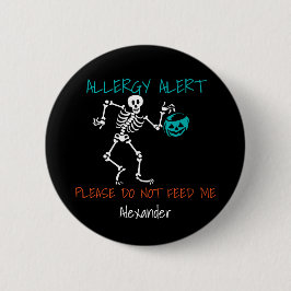Skeleton Gepersonaliseerde Halloween Food Allergy  Ronde Button 5,7 Cm