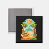 Skeleton Ghost Beach Palm Halloween Su Magneet (Voorkant / Achterkant)